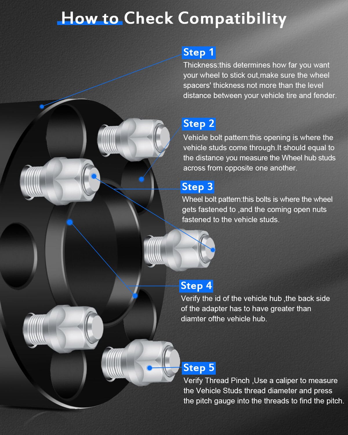 ECCPP 4PCS 5 Lug Wheel Spacers Hubcentric 5x114.3mm 2 inch 5x114.3 5x4.5 fit for 1980-2006 for Jeep Wrangler (YJ, TJ) 2002-2012