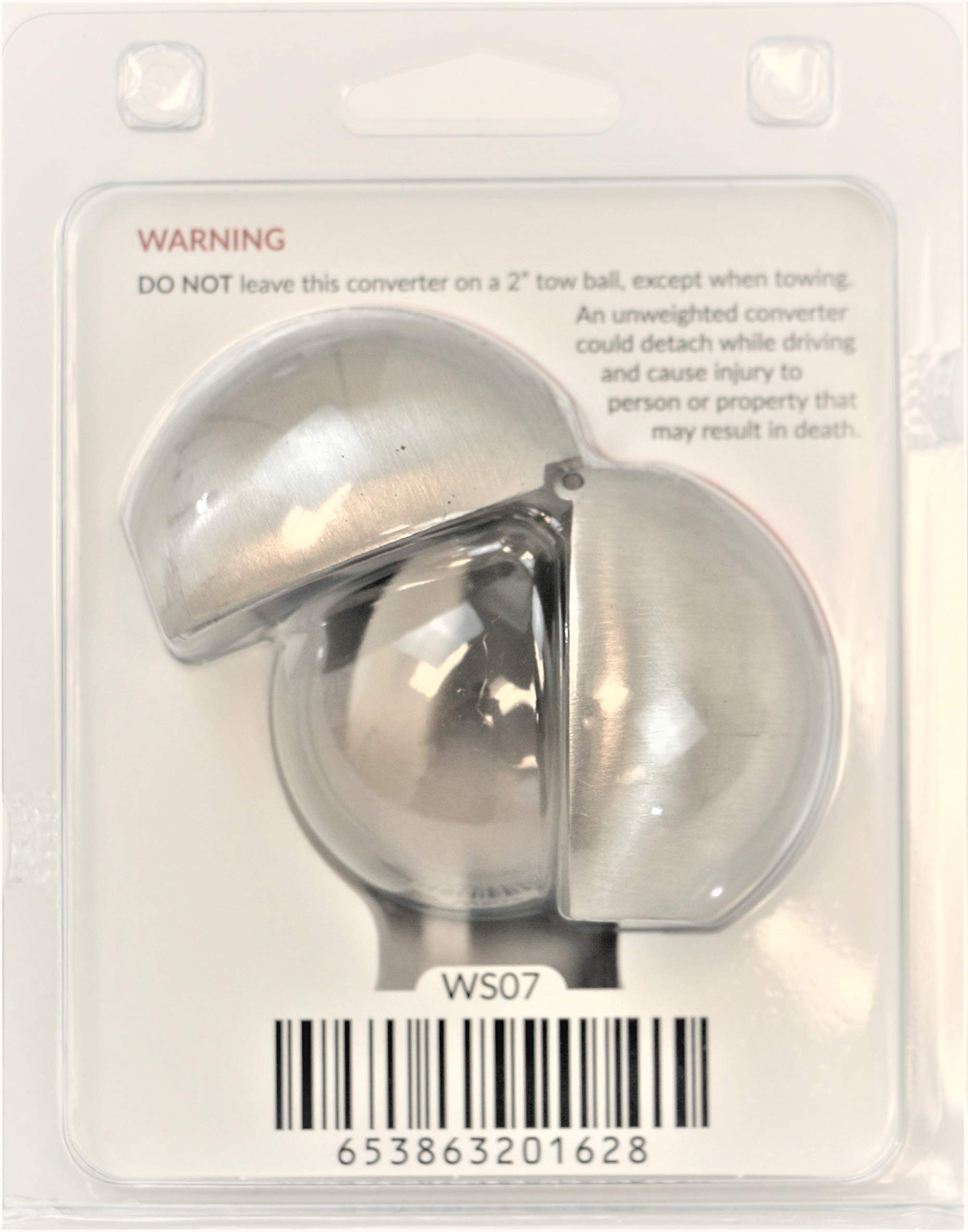Weigh Safe Clamshell - Stainless Steel Tow Ball Adapter - Converts 2'' Tow Ball to 2-5/16'' - Universal Fit - Premium Hitch Acce
