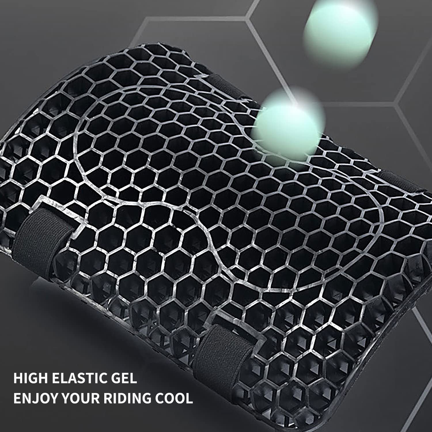 ELCYCO Motorcycle Gel Seat Cushion, Seat Cushion Available for Rear Passengers Honeycomb Structure Breathable Anti-Skid Shock Ab