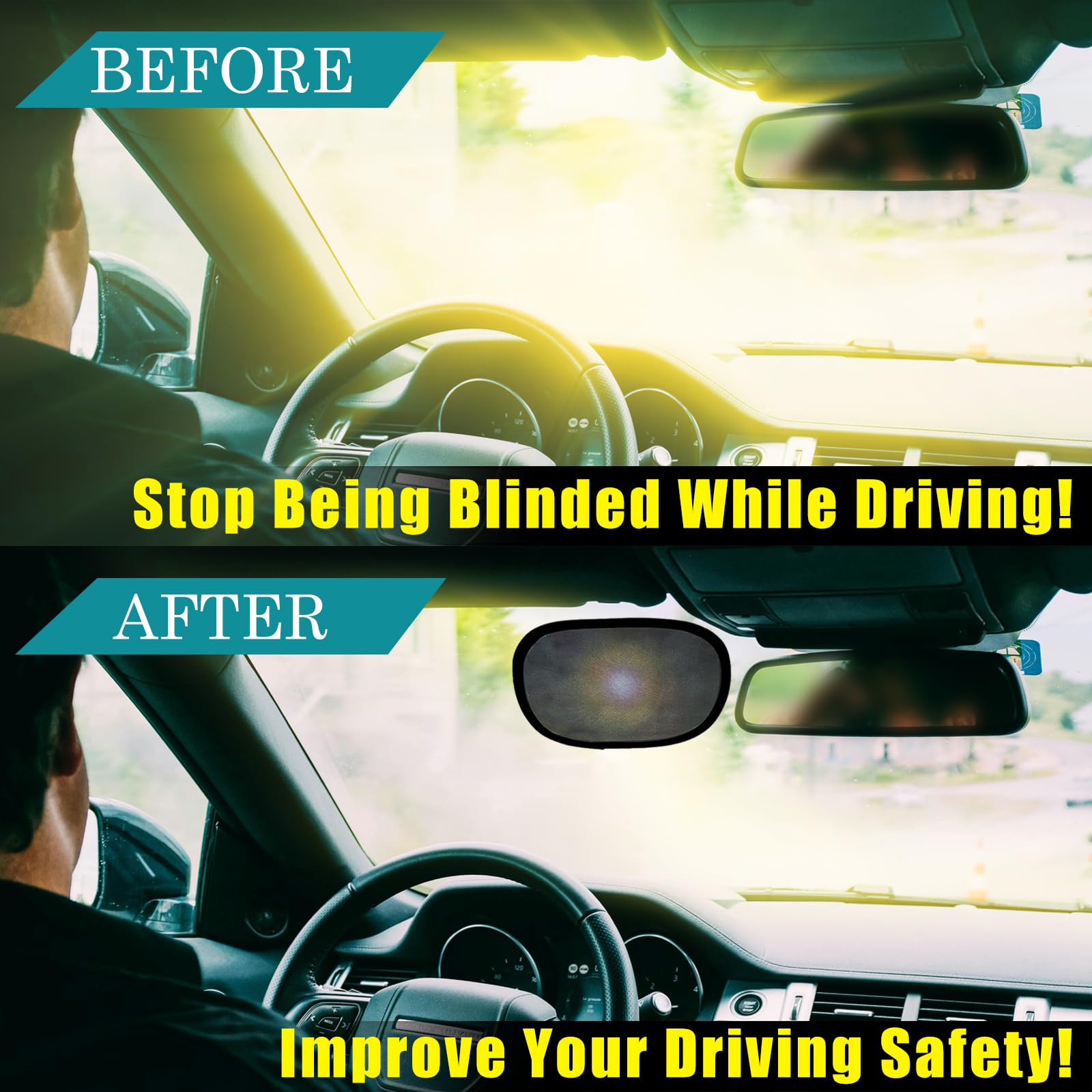 IC ICLOVER Mini Car Sun Shade for Driver (4 Pcs), Static Cling Sun Visor for Safe Driving, Glare Protection/Block Harmful UV Ray