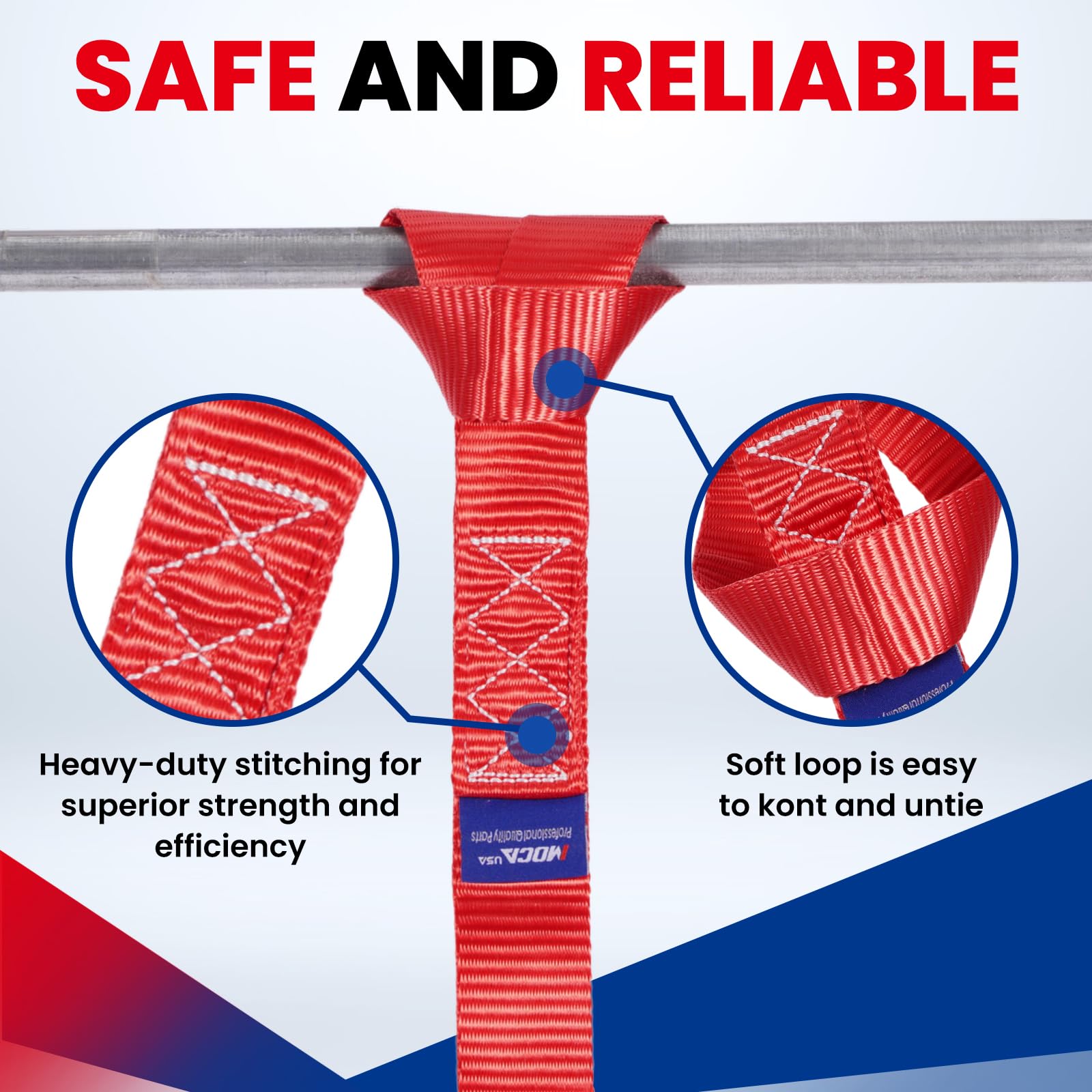 Moca 8-Pack Soft Loop Tie Down Straps 12000 Lbs Breaking Strength 1.6 X 17 Inches, Heavy Duty Tie Down Loops For Secure Traileri