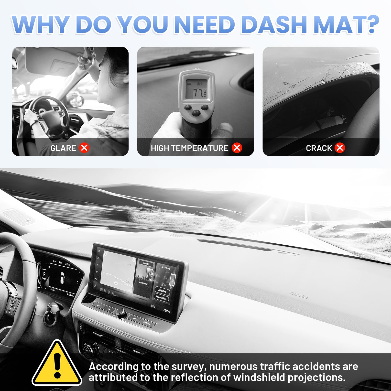 Sunsdrew Dash Cover For 2021-2024 2025 Nissan Rogue Dashboard Cover Mat For Rogue Accessories Suede Dash Mat Rogue Sun Shade Non