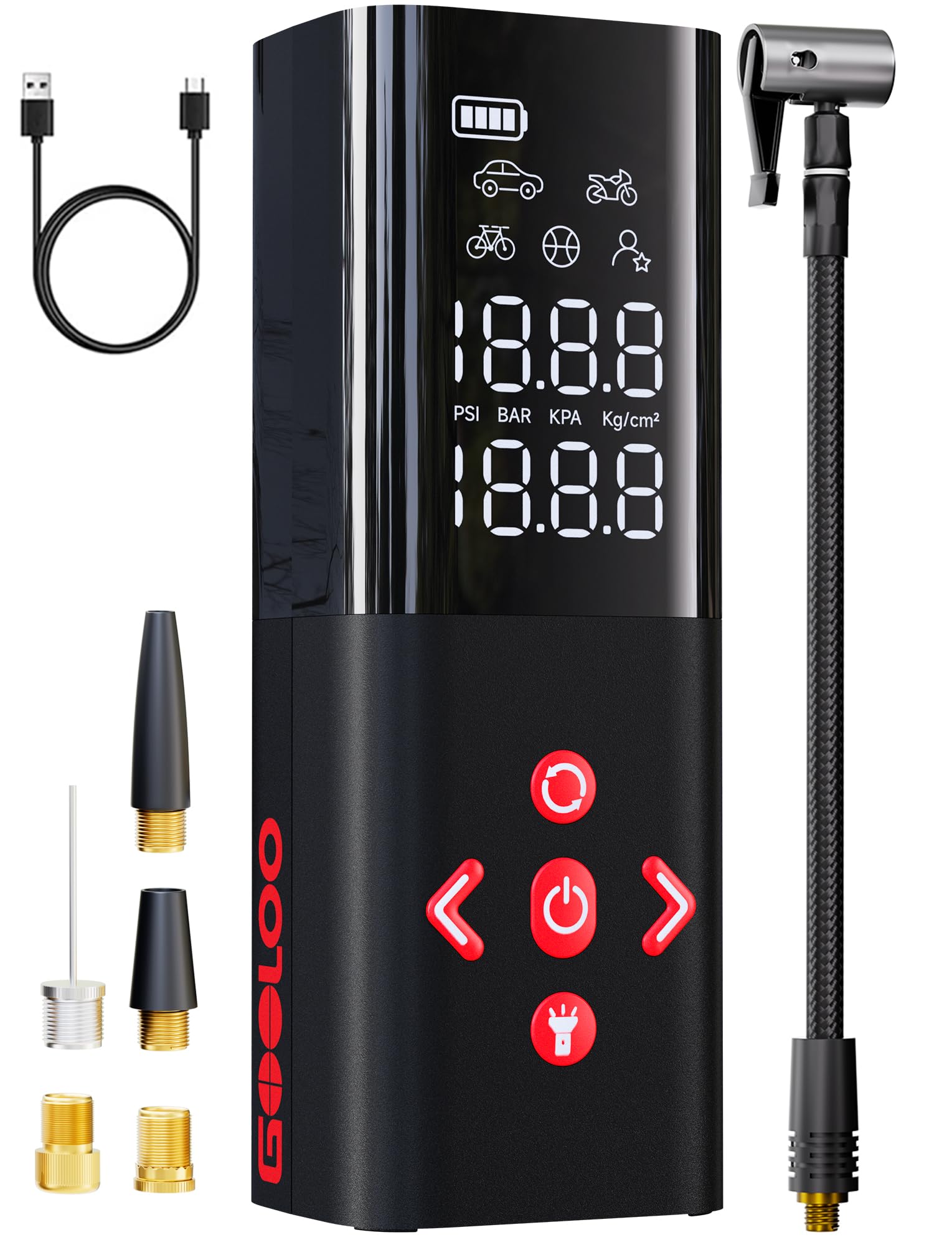 Gooloo Ap150 Tire Inflator Portable Air Compressor, 3X Faster 150Psi Cordless Air Pump With Auto-Shutoff, Portable Bike Pump Wit