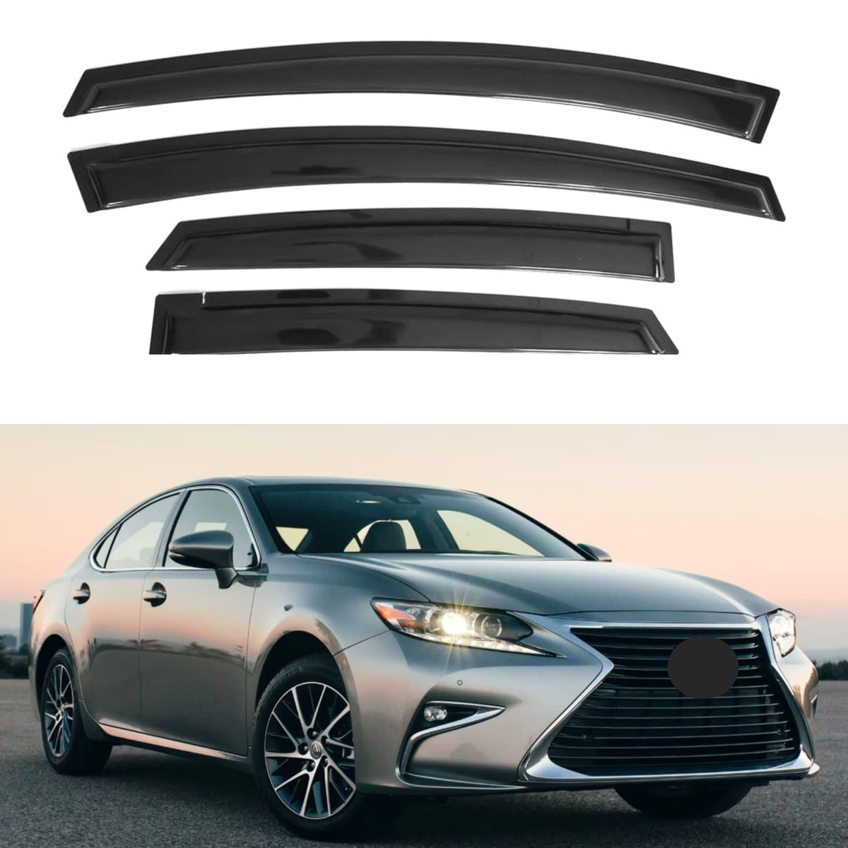 Ig Window Visor For Lexus Es Series 2013-2018, Rain Guard Tape-On Extra Durable Sun Wind Side Vent Window Deflector Mugen Style,