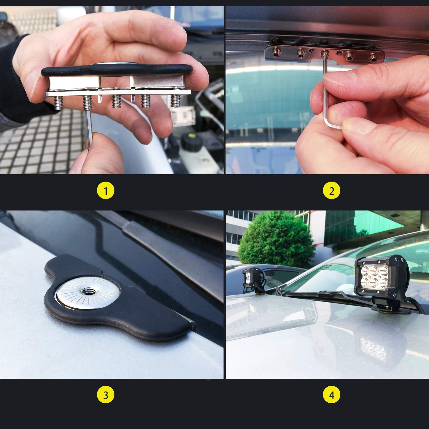 Nilight 2Pcs 4 Inch 18W Spot Led Pods Universal Adjustable Pillar Hood Led Work Light Mount Bracket With Off Road Wiring Harness