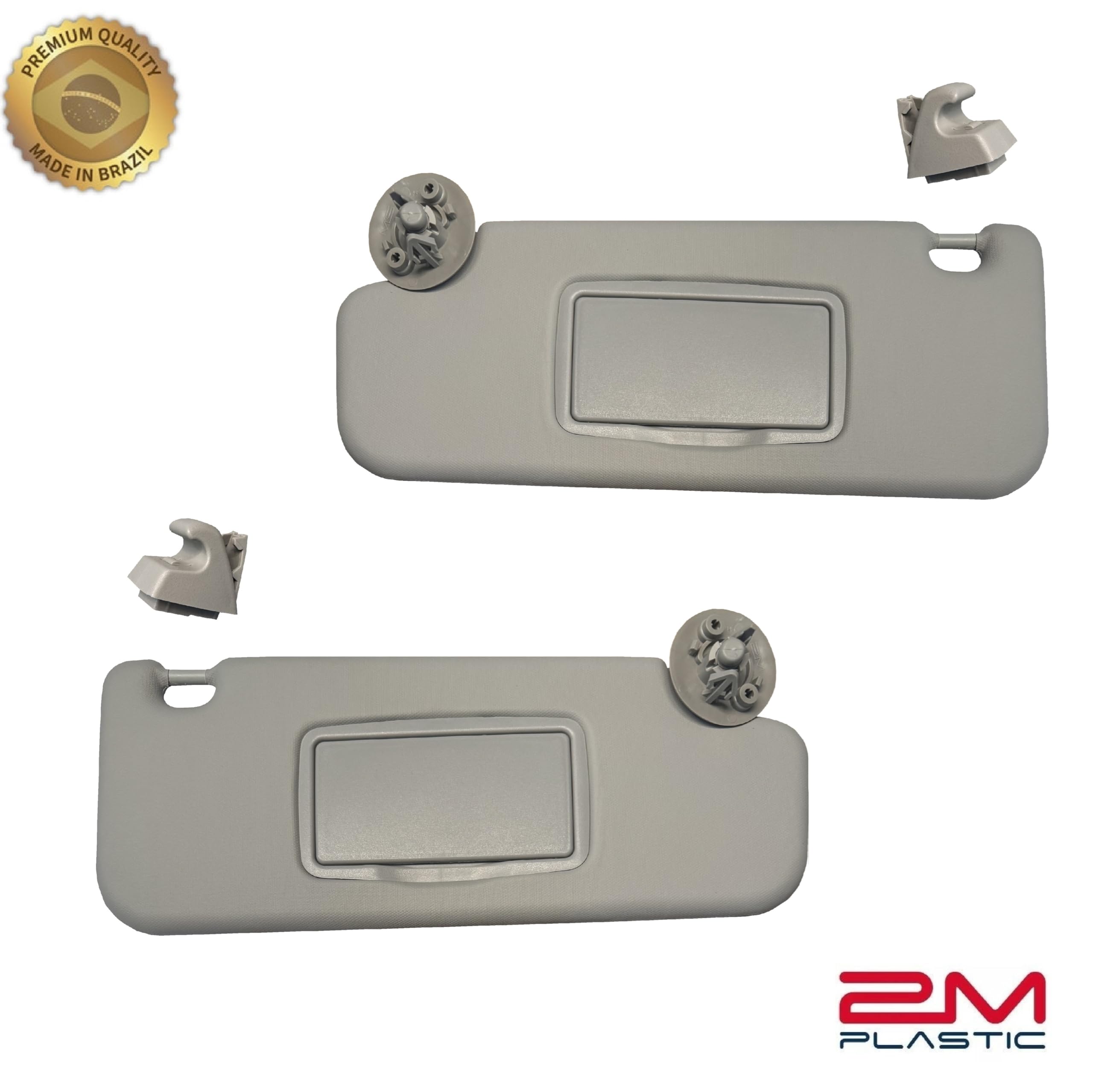 Sun Visor Fits For Chevy Sonic 2012-2020 Spark 2011-2022 Gray Replacement Brand 2M Plastic (Gray Pair + Support)