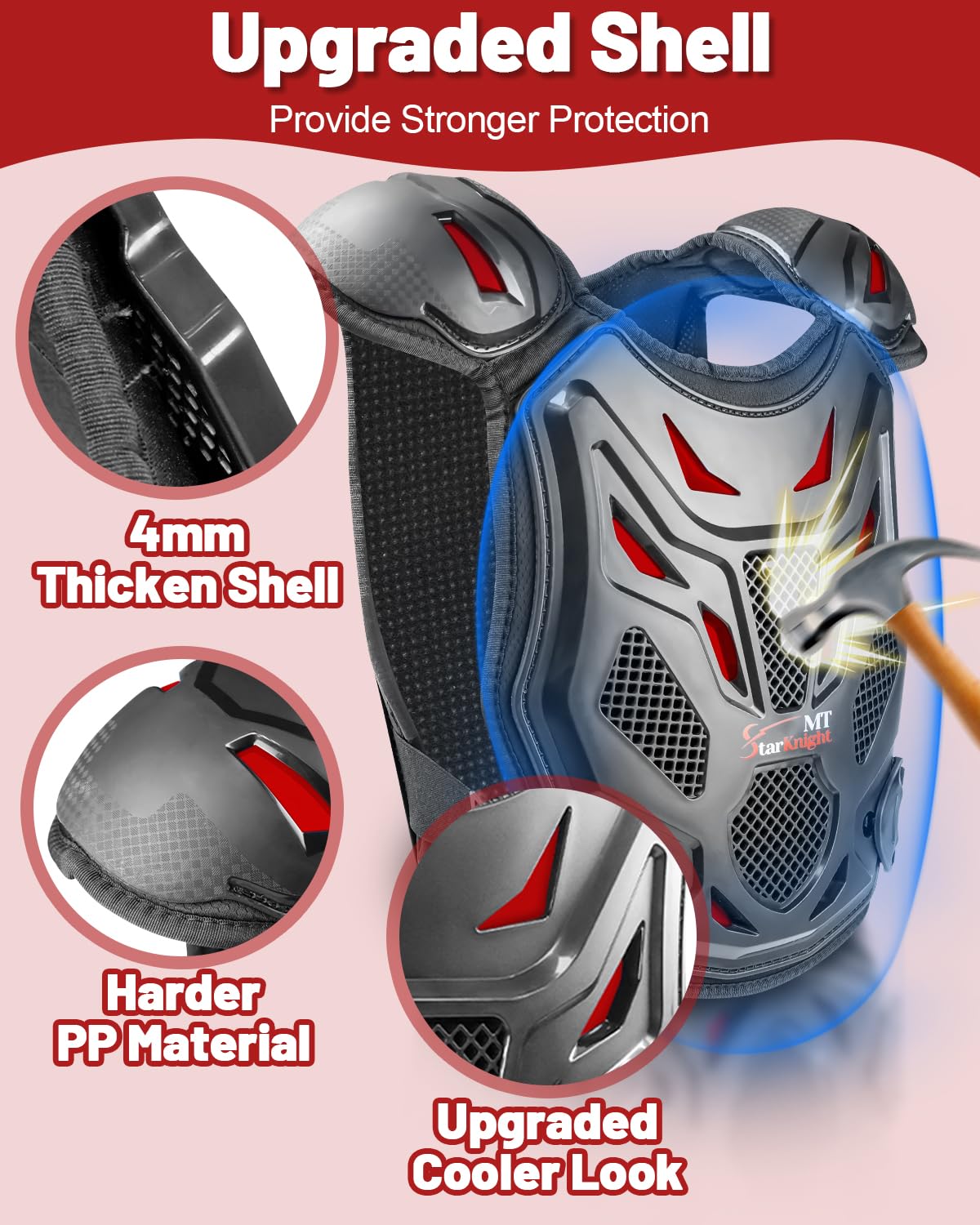 StarknightMT Kids Dirt Bike Gear-Upgraded Thicken Shell Youth Motorcycle Riding Professional Protective Gear Chest Protector Arm