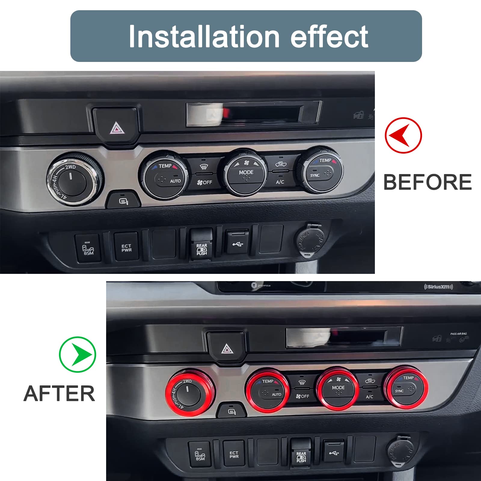 Jkcover Interior Decorated Button Knob Covers Compatible With Toyota Tacoma 2023 2022 2021 2020 2019 2018 2017 2016, 4Wd Temp Ai