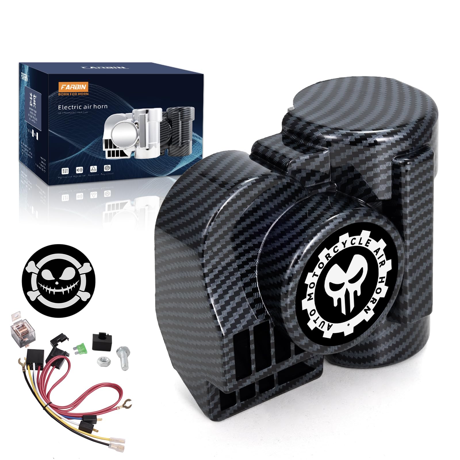 FARBIN Train Horns for Car Motorcycle Truck Air Horn with Horn Cover for Motorcycle 12V Train Sound Car Horns Kit 150DB Super Lo