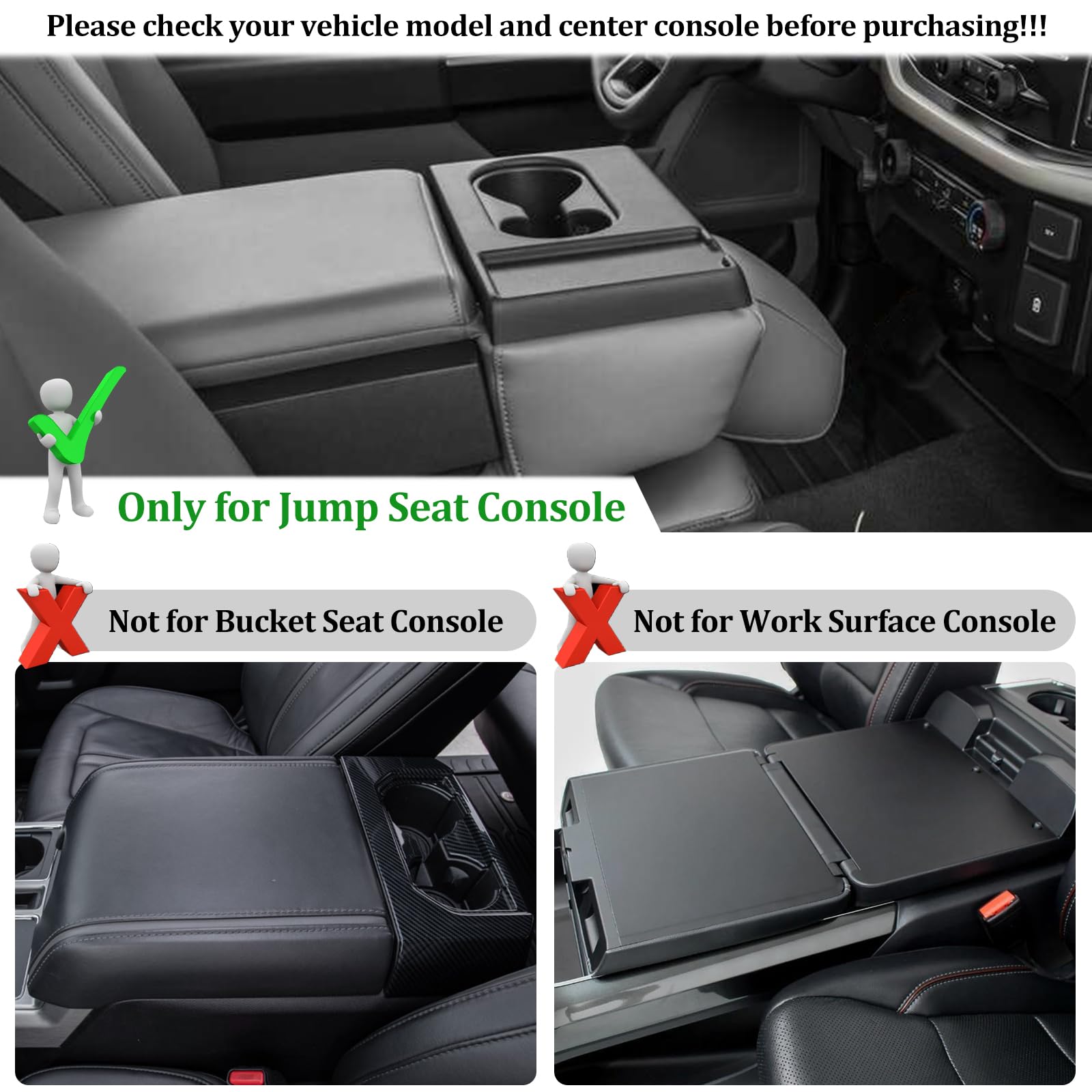 JDMCAR Upgrade Front Center Seat Headrest Organizer Compatible with 2011-2024 2025 Ford F150 F250 F350 F450 F550 F650 Accessorie