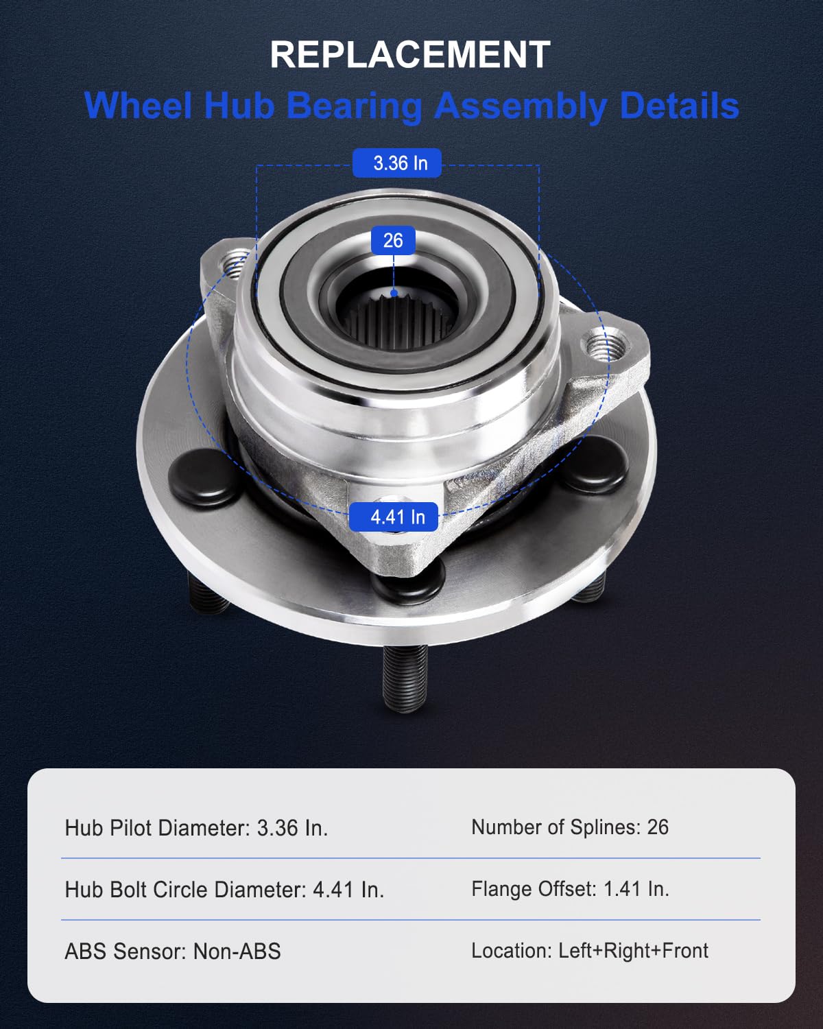 ECCPP Replacement for Front Wheel Bearing Hub for 1996-2007 for Ford Taurus 1995-2002 for Lincoln Continental 1996-2005 for Merc