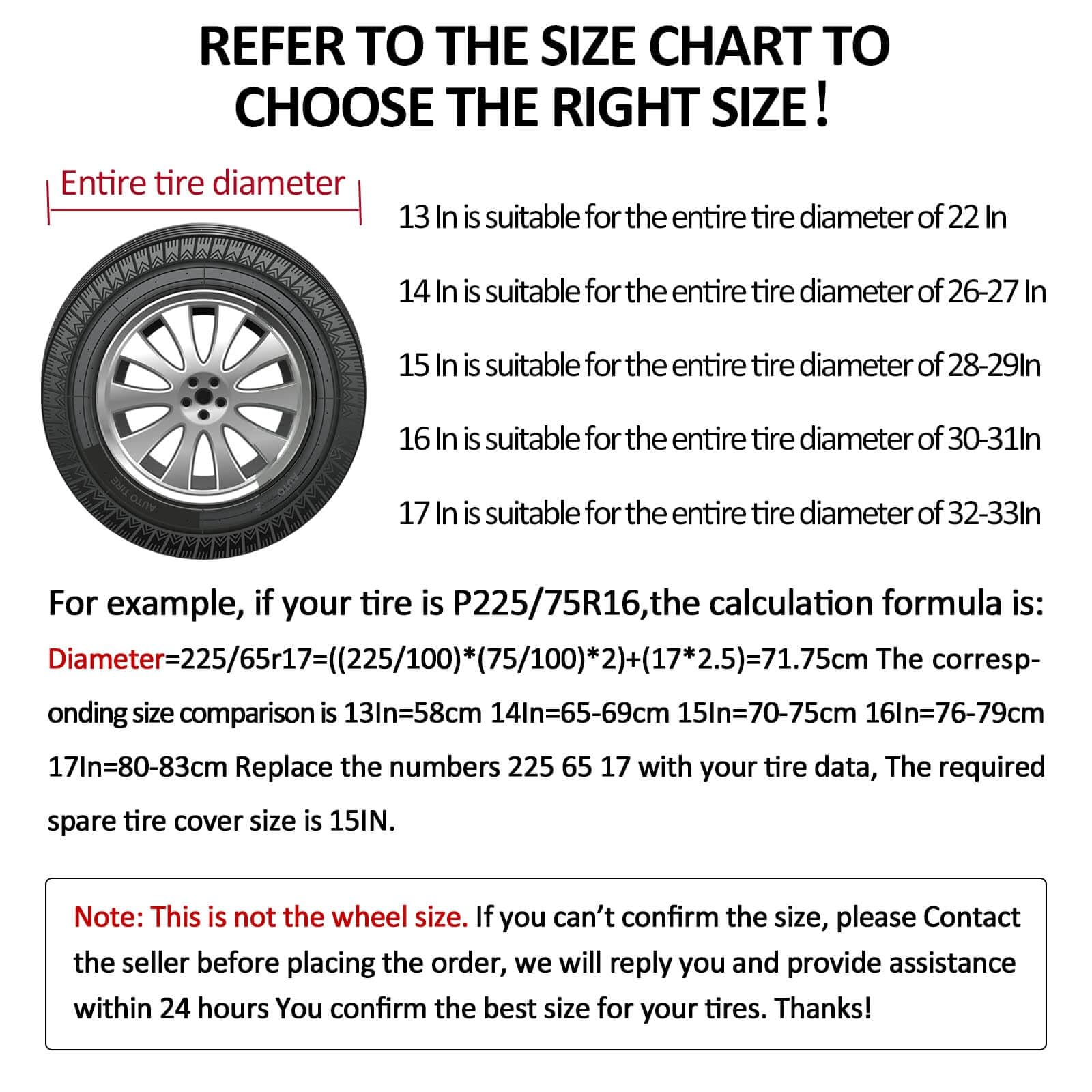 AmFor 26-27 inch Spare Tire Cover, Universal Fit for Jeep, Trailer, RV, SUV, Truck,Tough Tire Wheel Soft Cover Diameter 26'' - 2