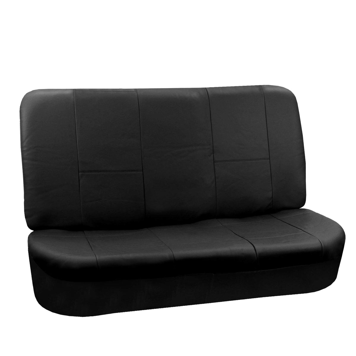 FH-PU002-1010 Classic Exquisite Leather Bench Seat Covers, Split Bench, Solid Black color