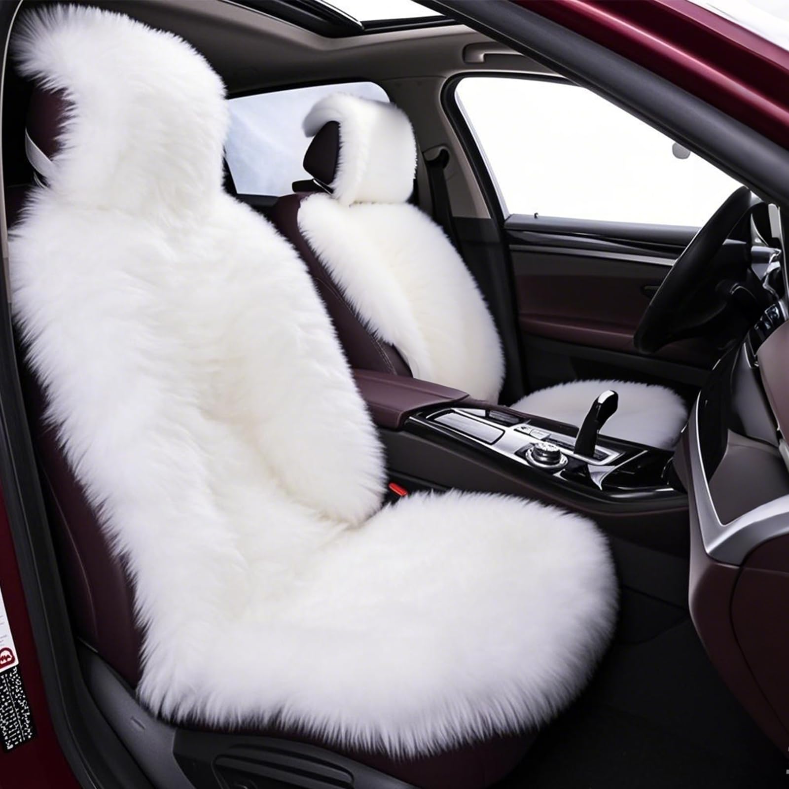 Gracefur A Pair Genuine Sheepskin Seat Covers, Long Wool Front Car Seat Covers, Easy To Install, Airbag Compatible Universal Fit