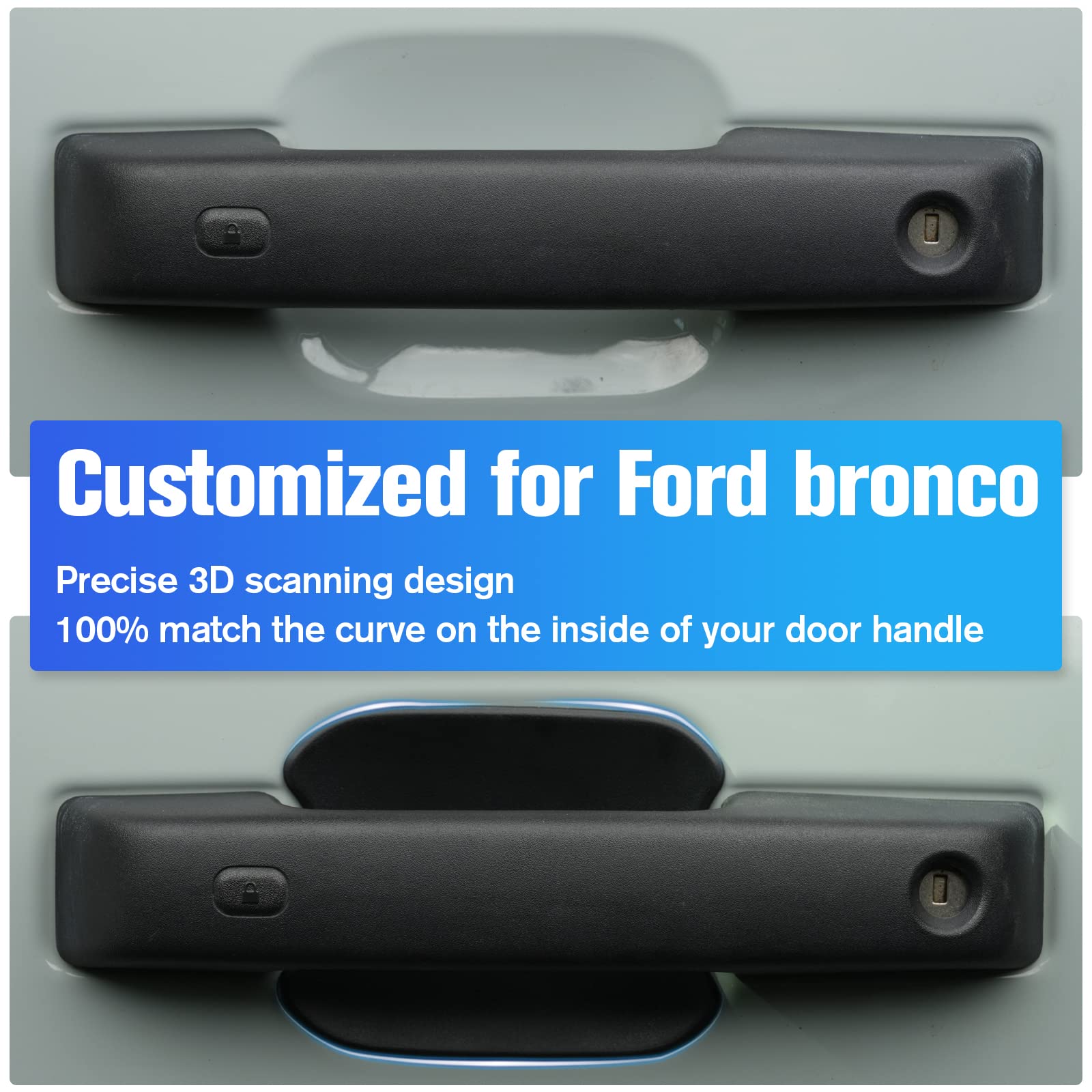 LitMiRaCle Car Door Bowl Scratch Protector, ABS Plastic, Black, Compatible with Ford Bronco 2021-2024, 4 Doors, Model zaxs0052