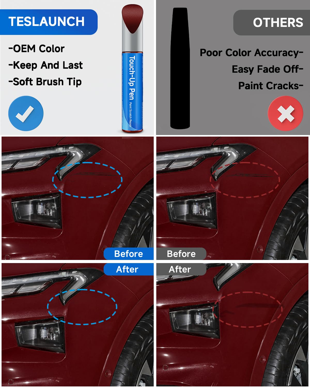 RSACET D4 Rapid Red Touch Up Paint Compatible with Ford Exact Match Touch Up Paint Car Scratch Repair