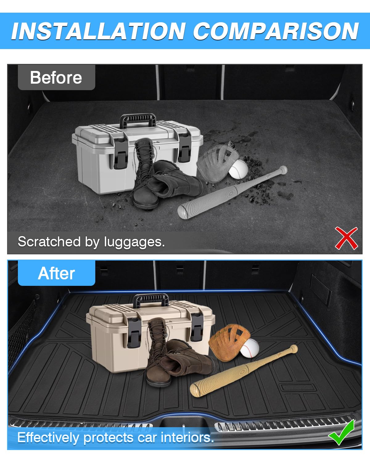 Powerty Trunk Mat Compatible For Mercedes-Benz Glc 2023 2024 2025 Accessories Cargo Mat All Weather Cargo Liner Rear Trunk Mat