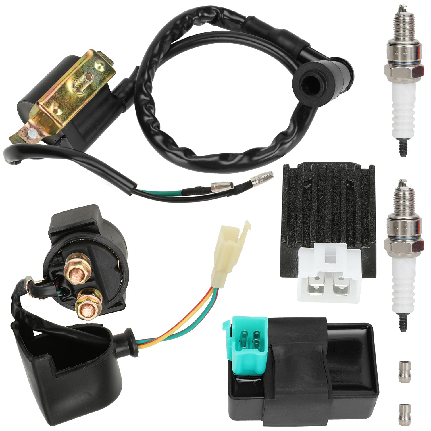 Grehua Ac Cdi Box Starter Solenoid Relay Ignition Coil Voltage Regulator Rectifier Spark Plug Kit For 50Cc 70Cc 90Cc 110Cc 125Cc