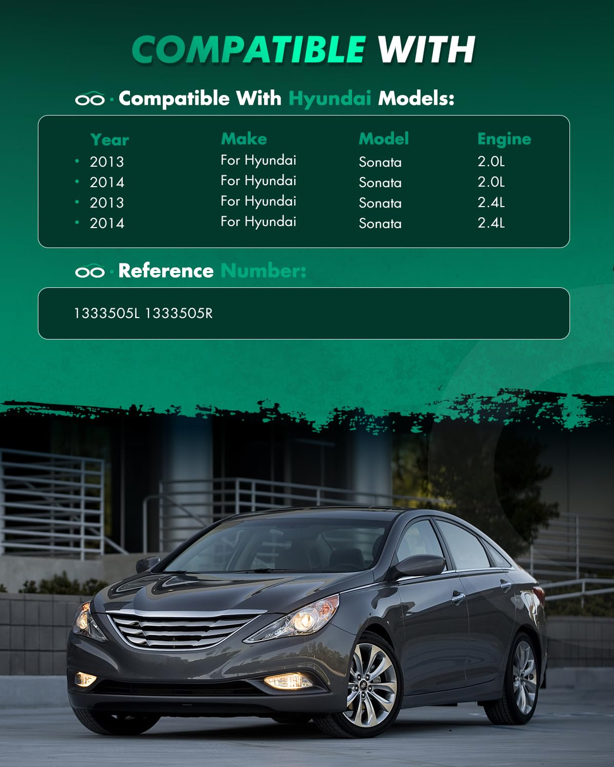 Scitoo Front Complete Struts Spring Assembly Shocks Struts Fits For Hyundai Sonata 2013-2014 With 1333505L 1333505R - Set Of 2