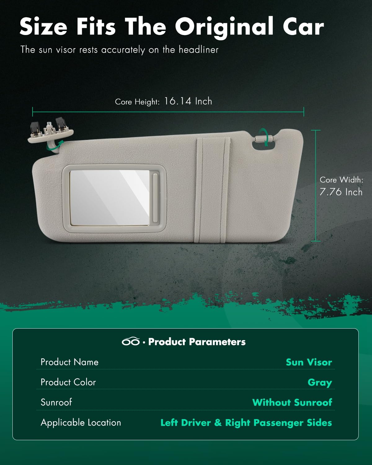 Scitoo A Pair Left And Right Gray Sun Visor Assembly Fit For 2006 2007 2008 2009 2010 2011 For Toyota Camry Sedan Windshield Vis