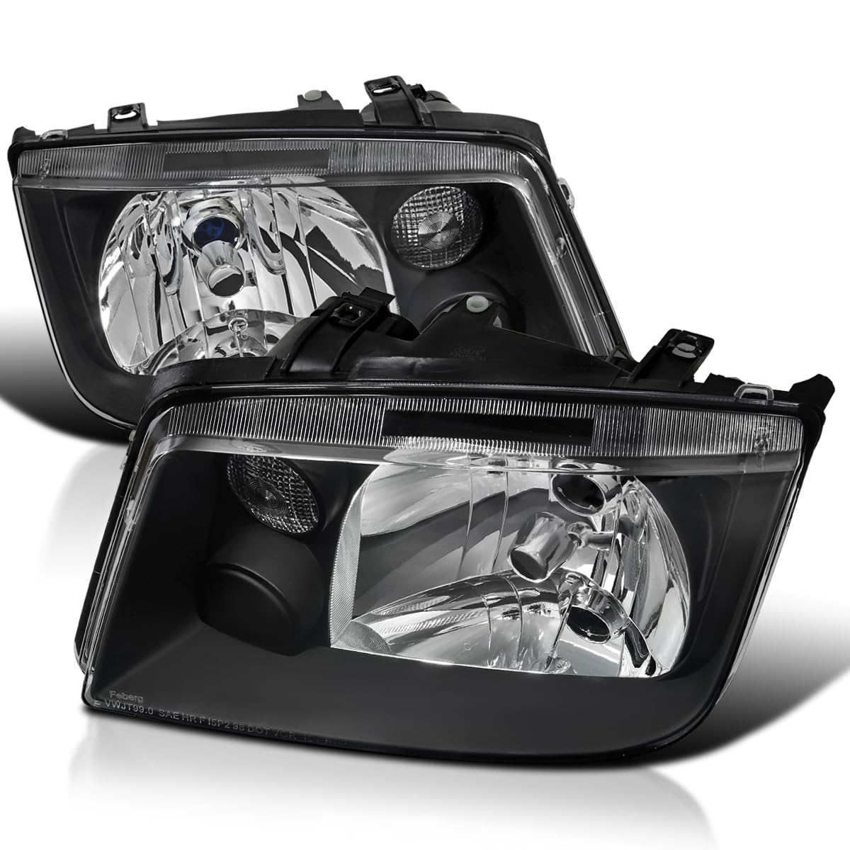 SpecD Tuning Black Headlights w/o Builtin Fog Lights Compatible with 19992005 Volkswagen Jetta Bora Mk4 19992005 L+R Pair He