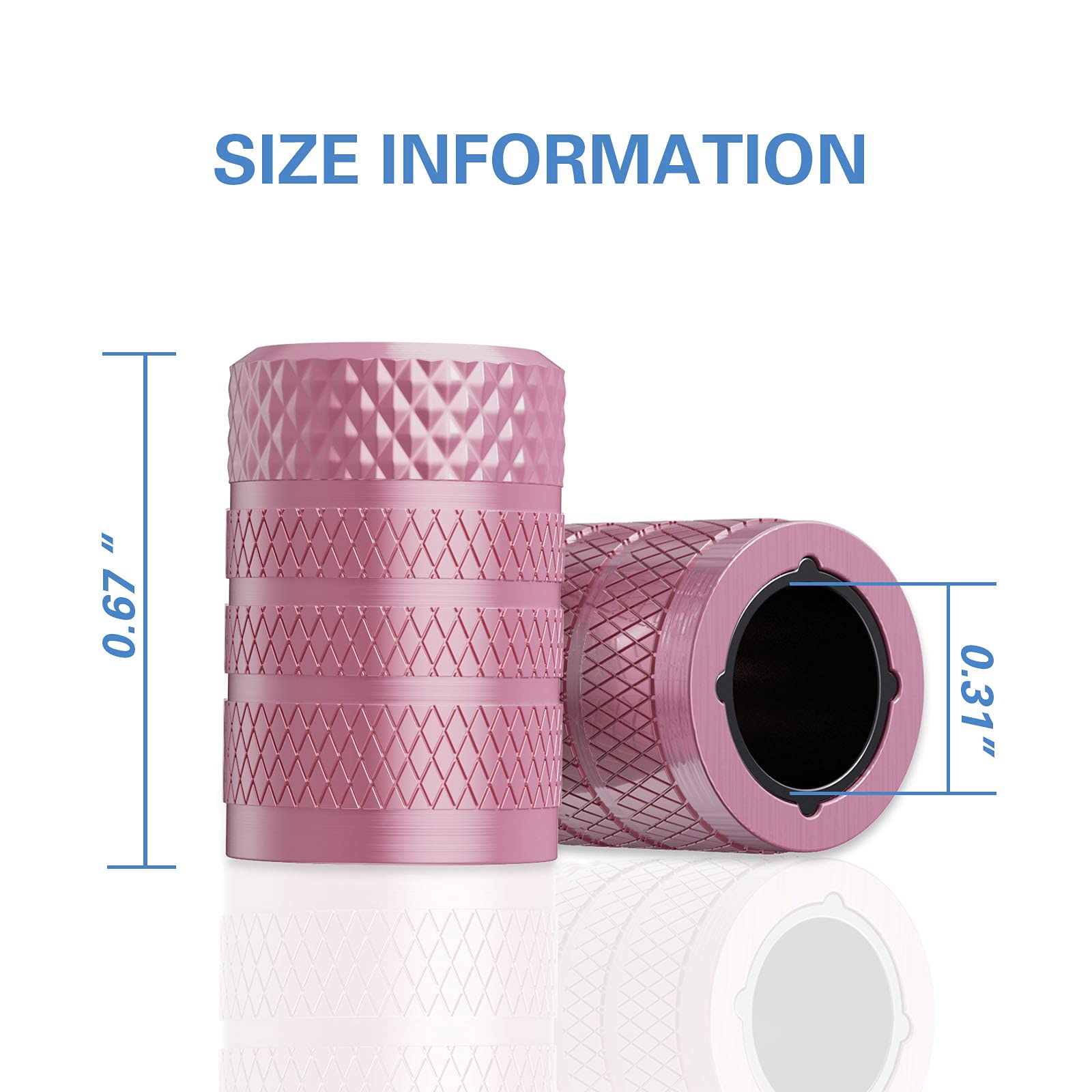 Ckauto Tire Valve Stem Caps, Pink, 4 Pcs/Pack, Anodized Aluminum Tire Valve Cap Set, Corrosion Resistant, Universal Stem Covers