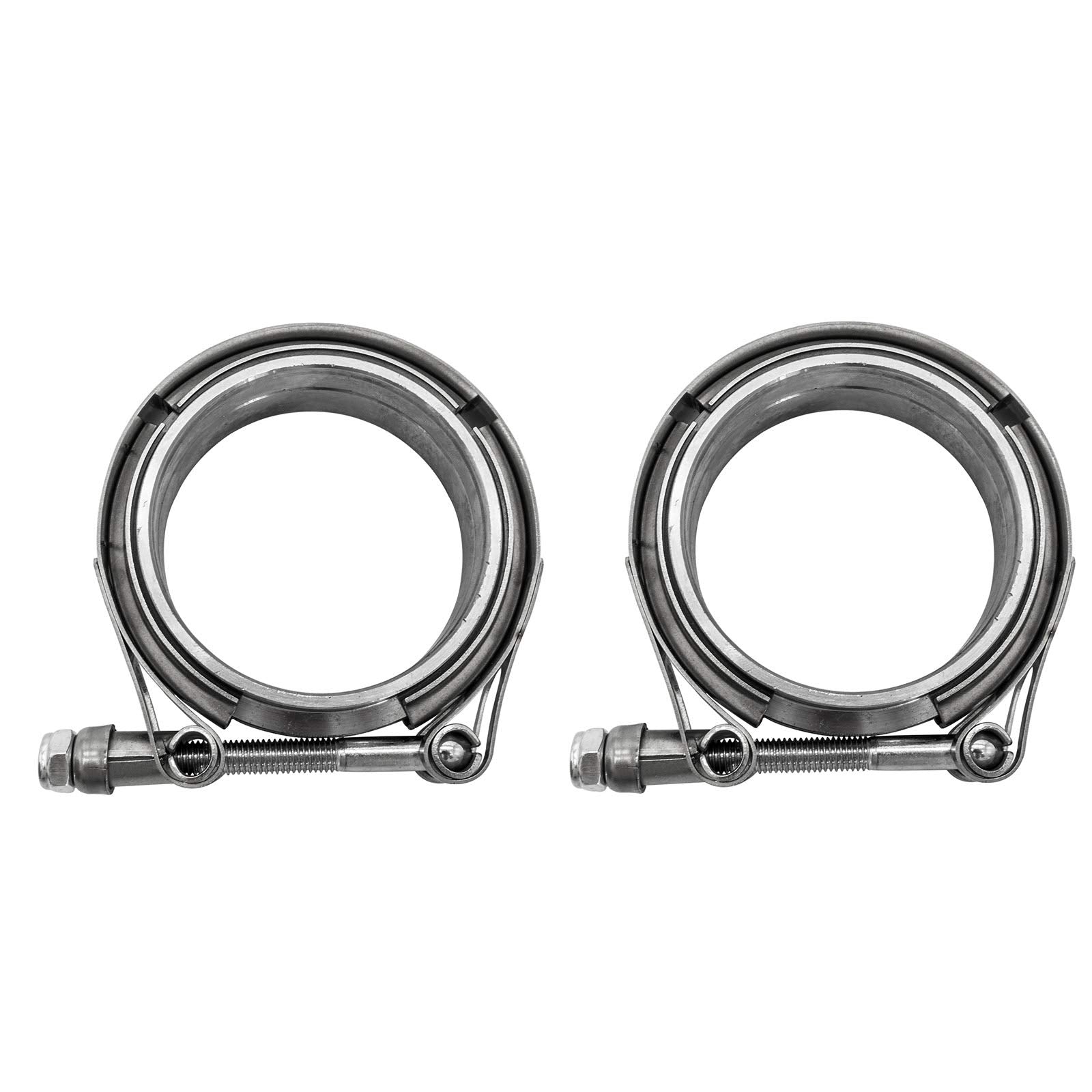 2X 2.5' Inch Stainless Steel V-Band Bolt Clamp With 2 Pcs Male Female Flanges Stainless Steel
