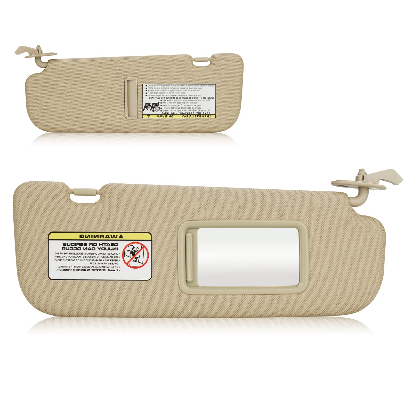 Sun Visor for 2011-2015 Hyundai Elantra, Right Passenger Side Beige Sunvisor Replacement 852203X000TX