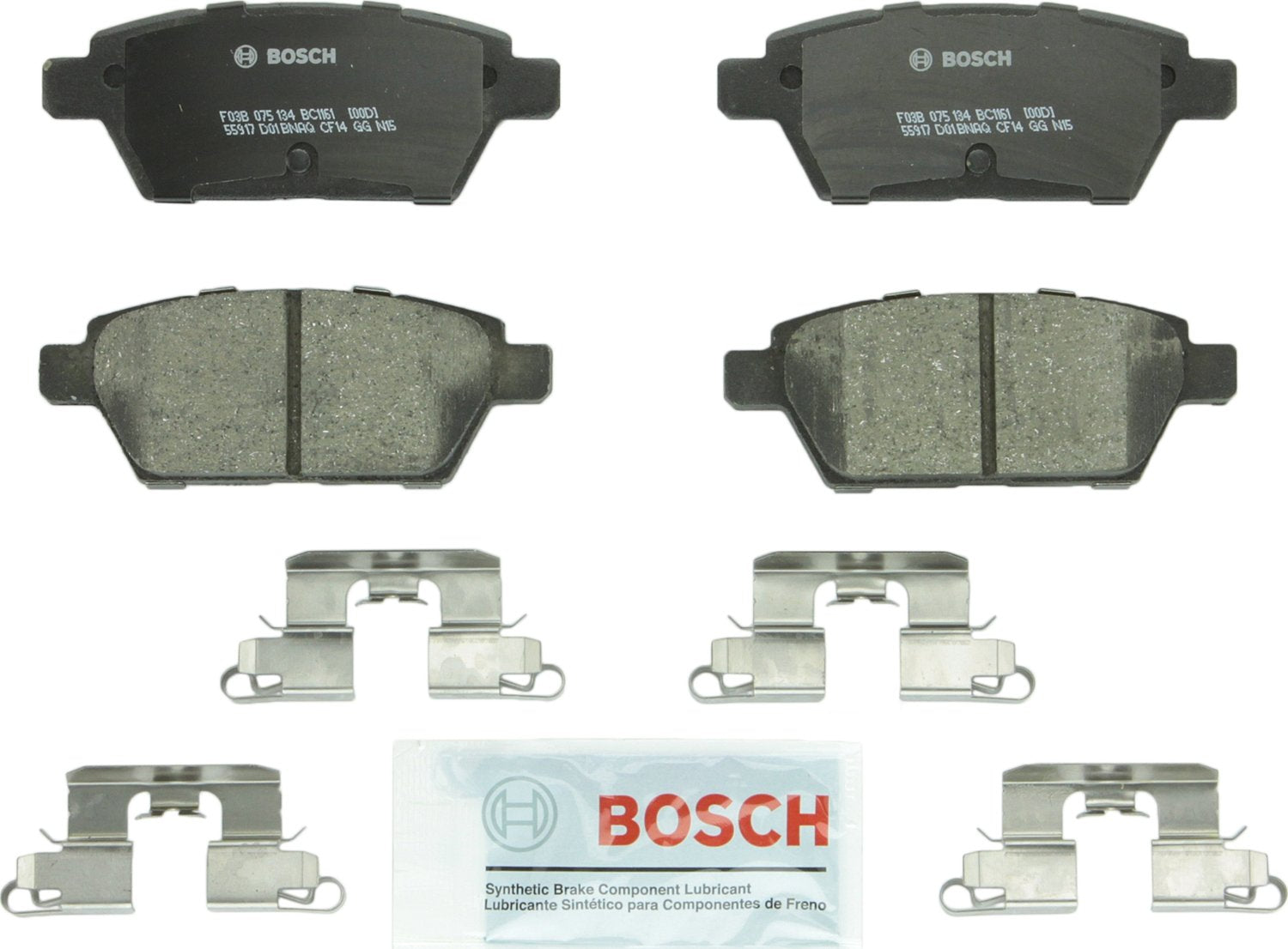 BOSCH BC1161 QuietCast Premium Ceramic Disc Brake Pad Set - Compatible with Select Ford Fusion; Lincoln MKZ, Zephyr; Mazda 6; Me