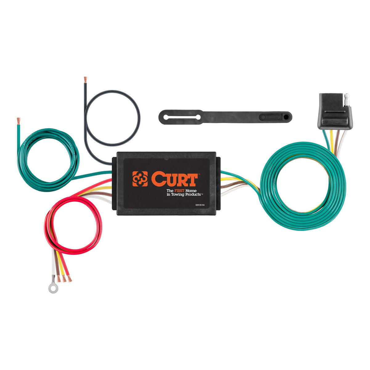 Curt 56190 Powered 3-To-2-Wire Splice-In Trailer Tail Light Converter, 4-Pin Wiring Harness , Black