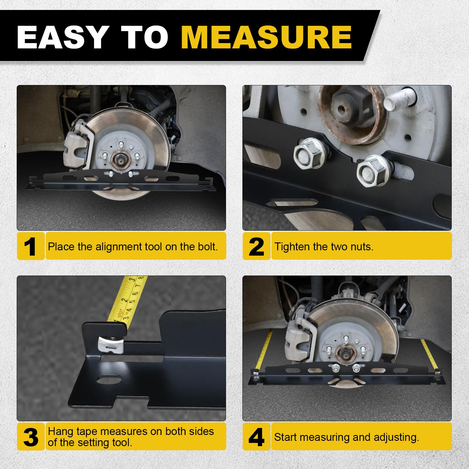 SKYJDM 2-Pack Black Wheel Alignment Plates Tool Kit with Measuring Tapes for Car Truck SUV - Durable Toe Plates