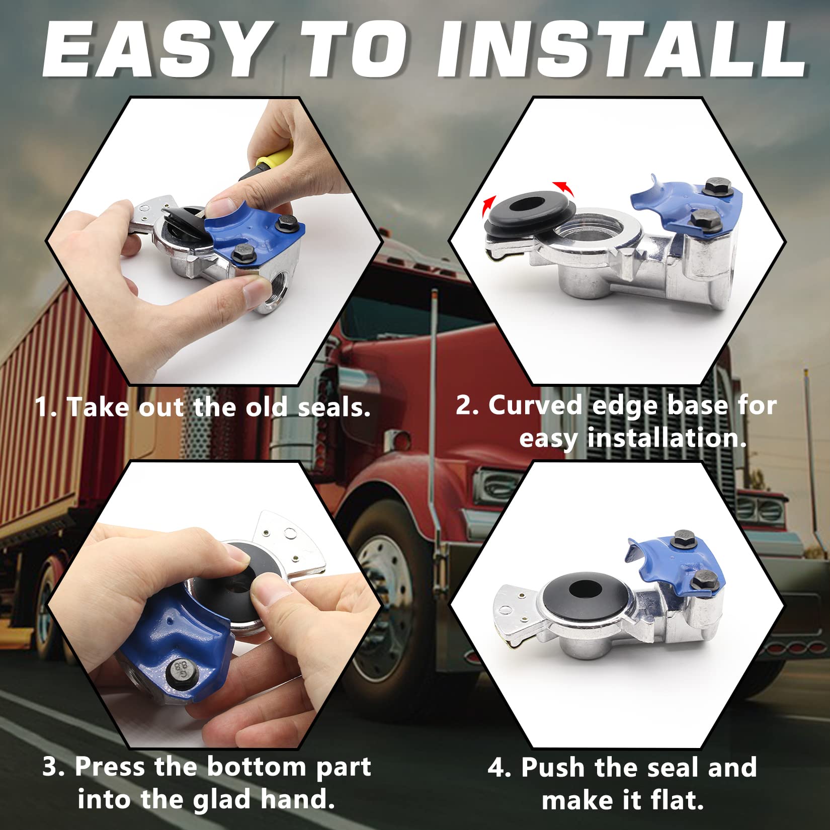 Grepspud 36Pcs Glad Hand Seals Black Rubber Gladhand Seal Washers Elastic Grommets Round Gaskets For Semi Trucks Trailers Tractors Parts Number 10028