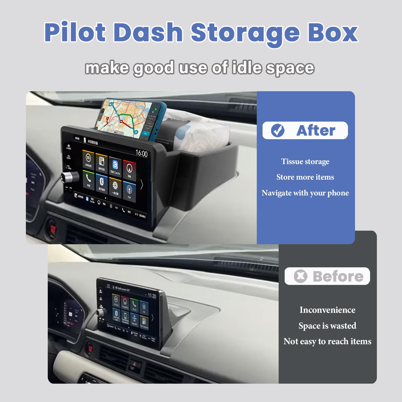 Neepiar Center Console Organizer Tray Compatible With Honda Pilot 2023 2024 2025 Insert Tray Storage Organizer Interior Divider