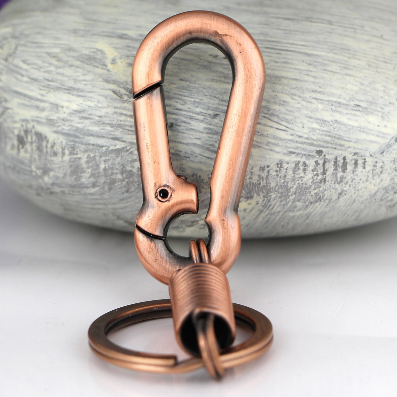 Maycom Retro Style Simple Strong Carabiner Shape Keychain Key Chain Ring Keyring Keyfob Key Holder (Copper)