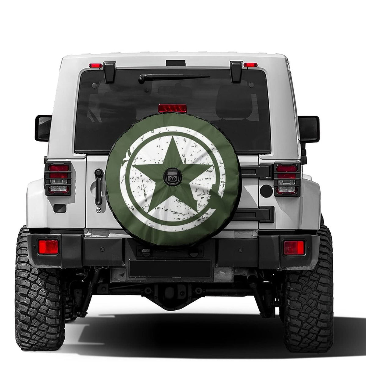 KiuLoam US Army Green Star Spare Tire Cover with Backup Camera Hole Universal Sunscreen Waterproof Wheel Covers for Trailer RV S