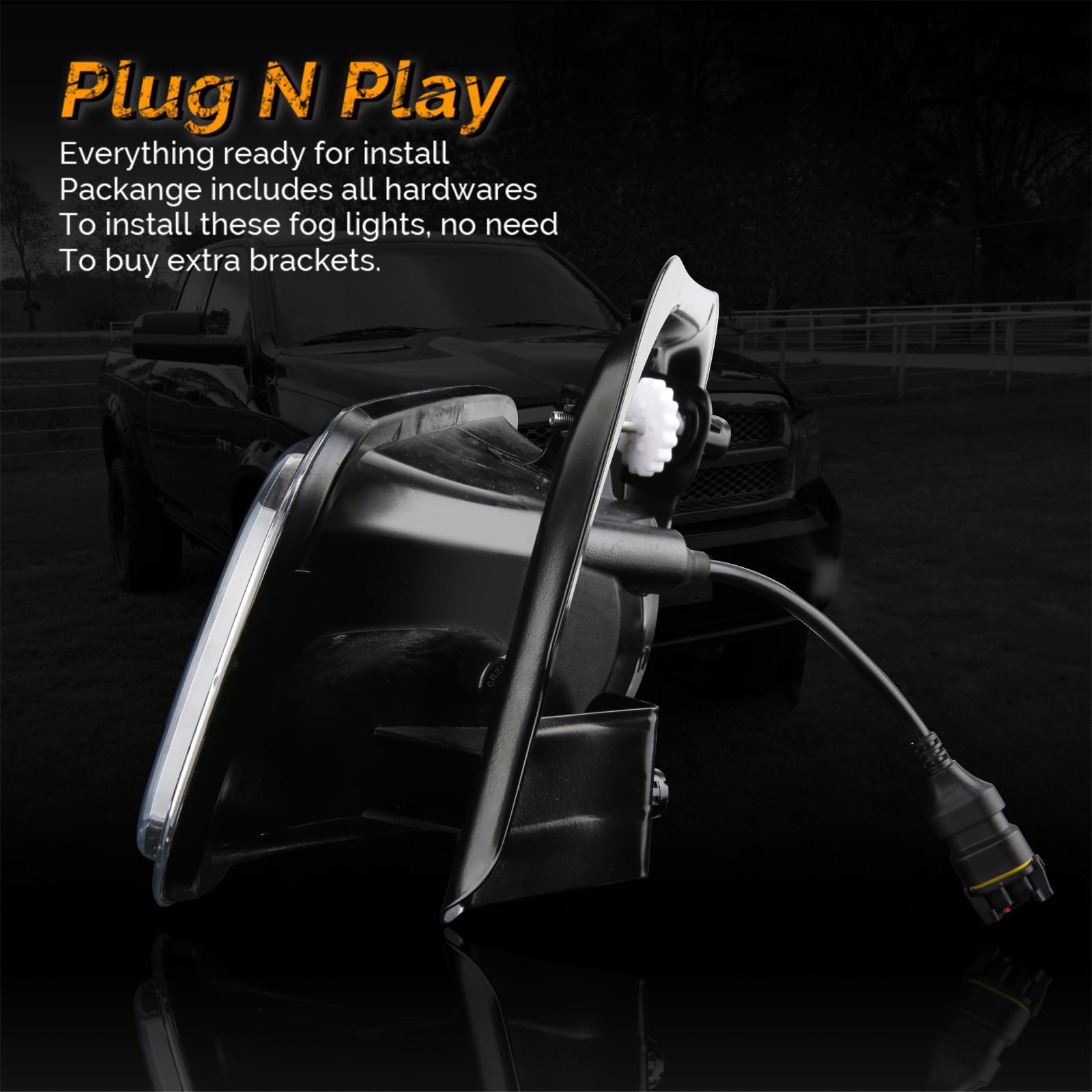 Bicyaco Led Fog Light Compatible With Dodge Ram 1500 2009-2012 Dodge Ram 2500/3500 2010-2018 Pickup Truck W/Bracket Replacement