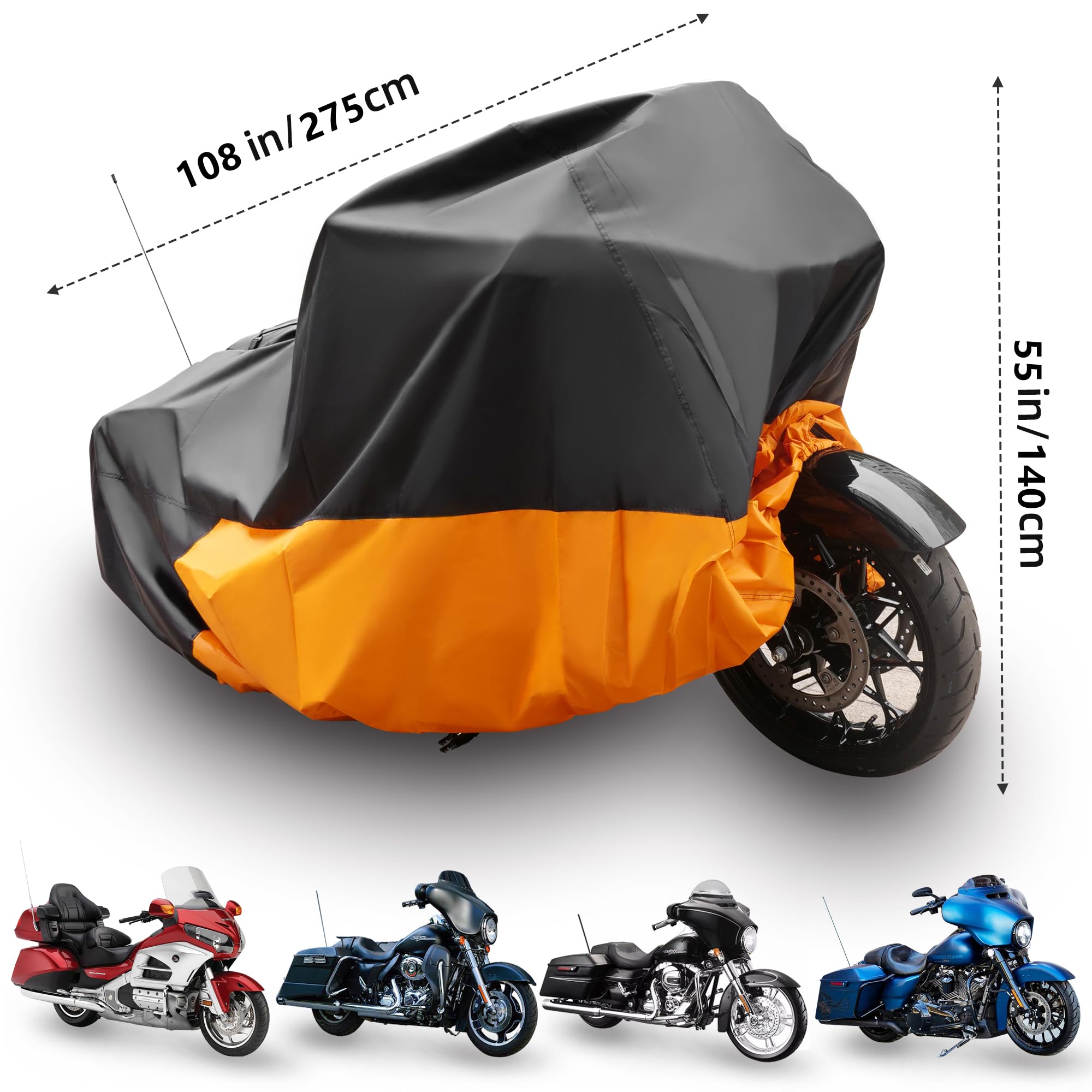 ZGJIJIA Moto Universal Ultimate Waterproof Motorcycle Cover Outdoor Storage Heavy Duty Durable All Weather All Season Rain Sun P