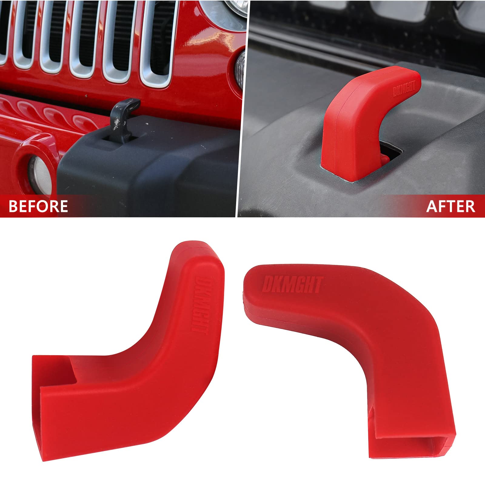 Dkmght Factory Bumper Tow Hook Covers (Upgrade) For Jeep Wrangler Jk Jl Gladiator Tj, Red Protector Accessories 2007-2022