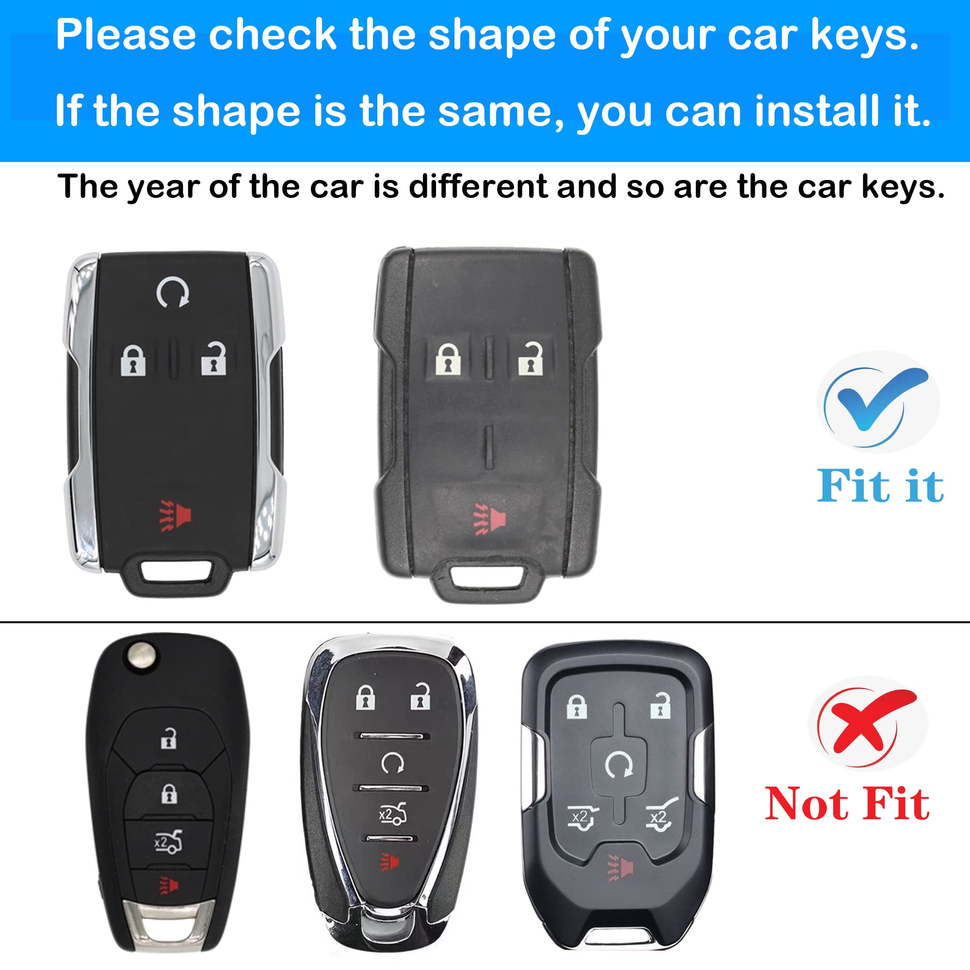 Kirsnda For Chevrolet Key Fob Cover Case With Metal Buckle,Soft Tpu Key Shell/Skin,4-Buttons Fit Gmc Chevy Colorado Silverado Su