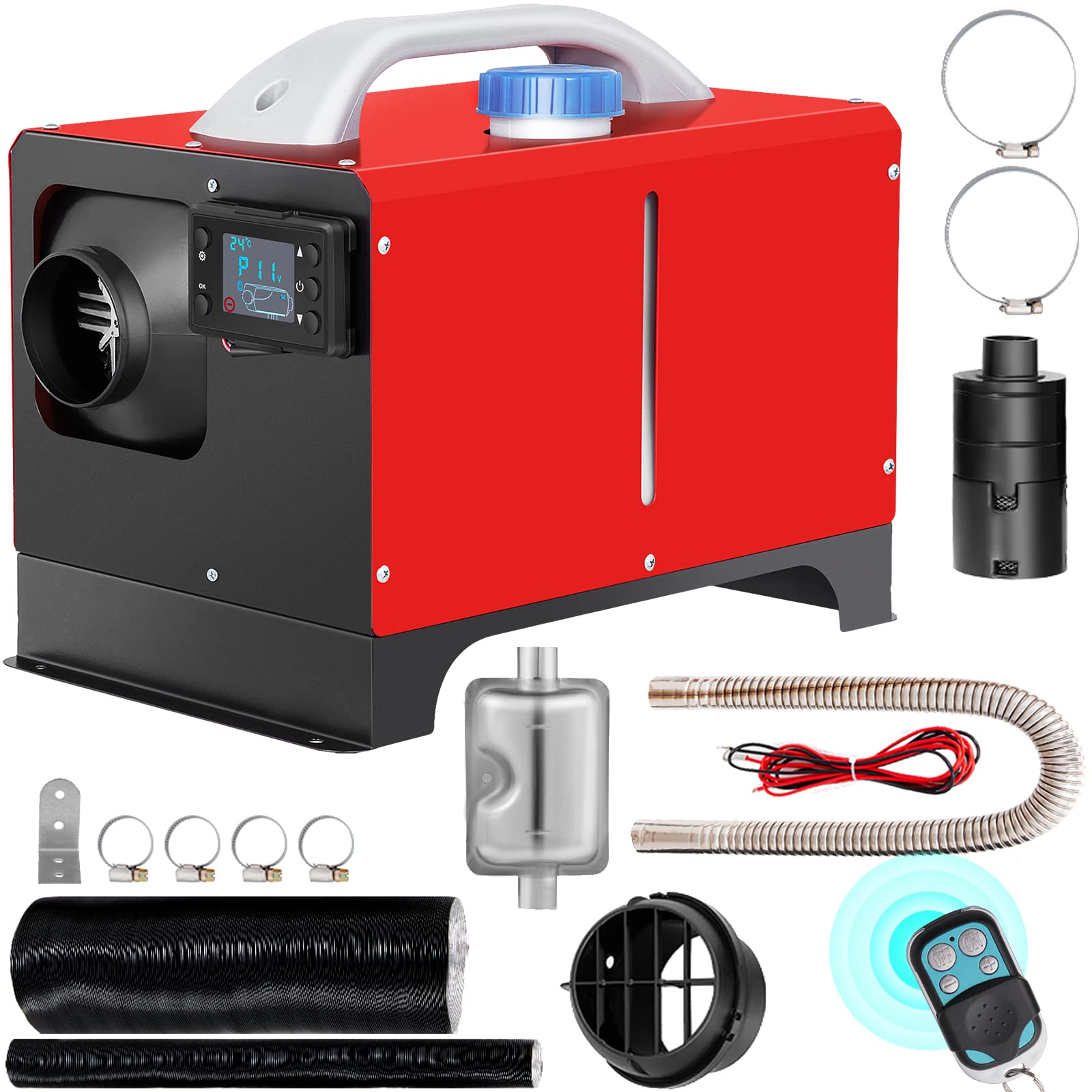 Vevor Diesel Air Heater, 5Kw 12V Parking Heater, Mini Truck Heater, Single Outlet Hole, With Black Lcd, Remote Control, Fast Hea