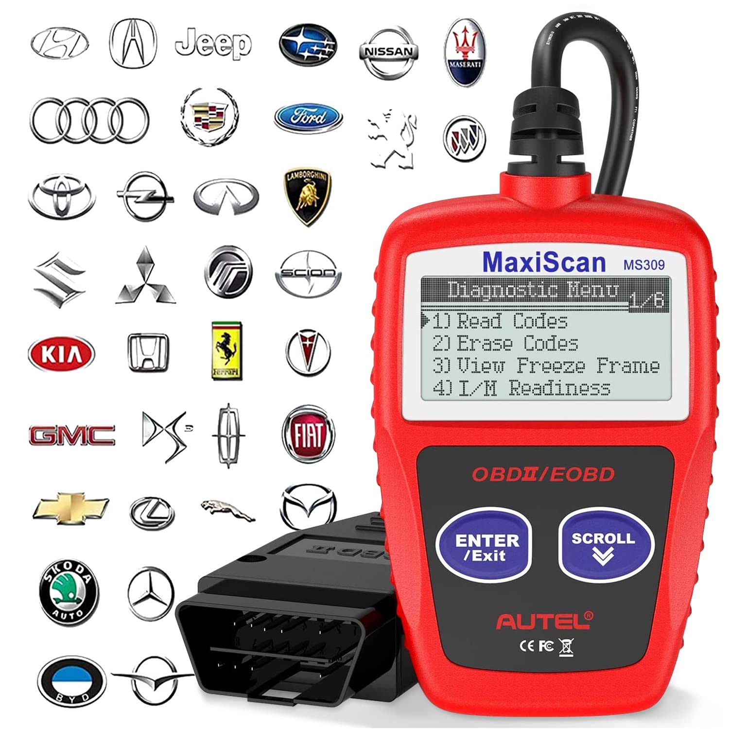 Autel OBD2 Scanner MS309 Universal Car Engine Fault Code Reader, Check Engine Light and Emission Monitor Status, OBDII CAN Diagn