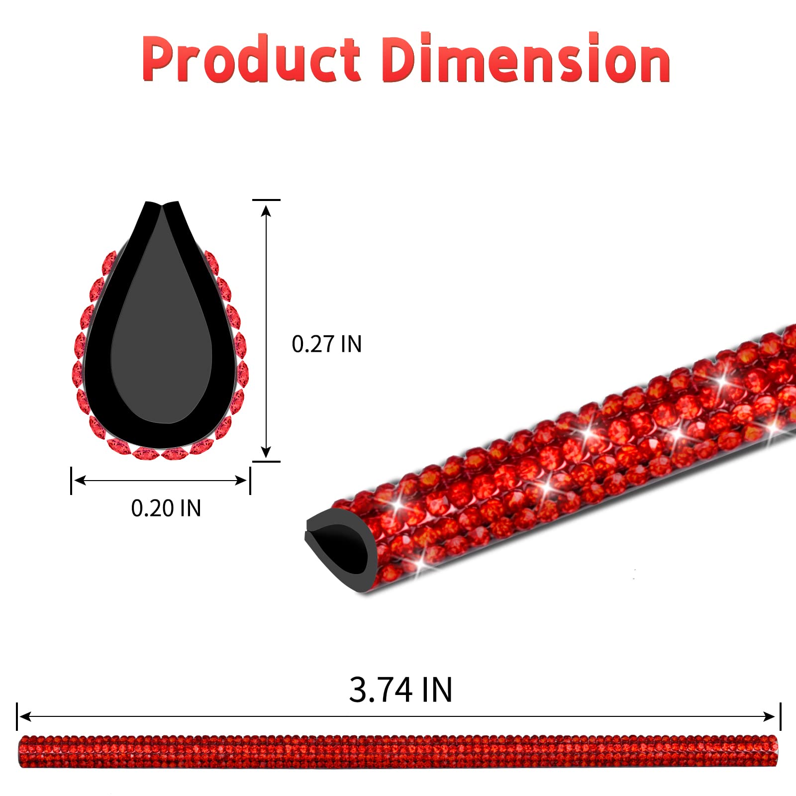 Insauto Bling Car Accessories For Women, Bling Car Vent Outlet Trim,10Pcs Diamond Car Air Conditioner Decoration Strips(Red)