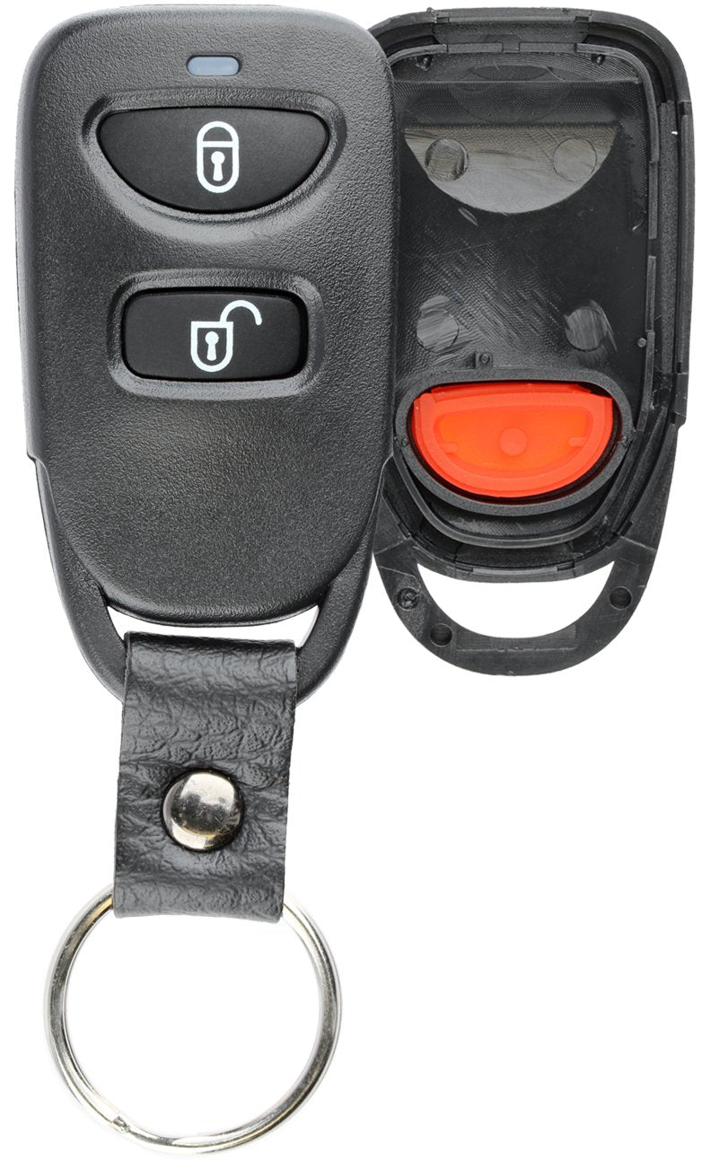 Keylessoption Keyless Remote Key Fob Case Shell Button Pad Cover With Leather Strap For Hyundai Kia
