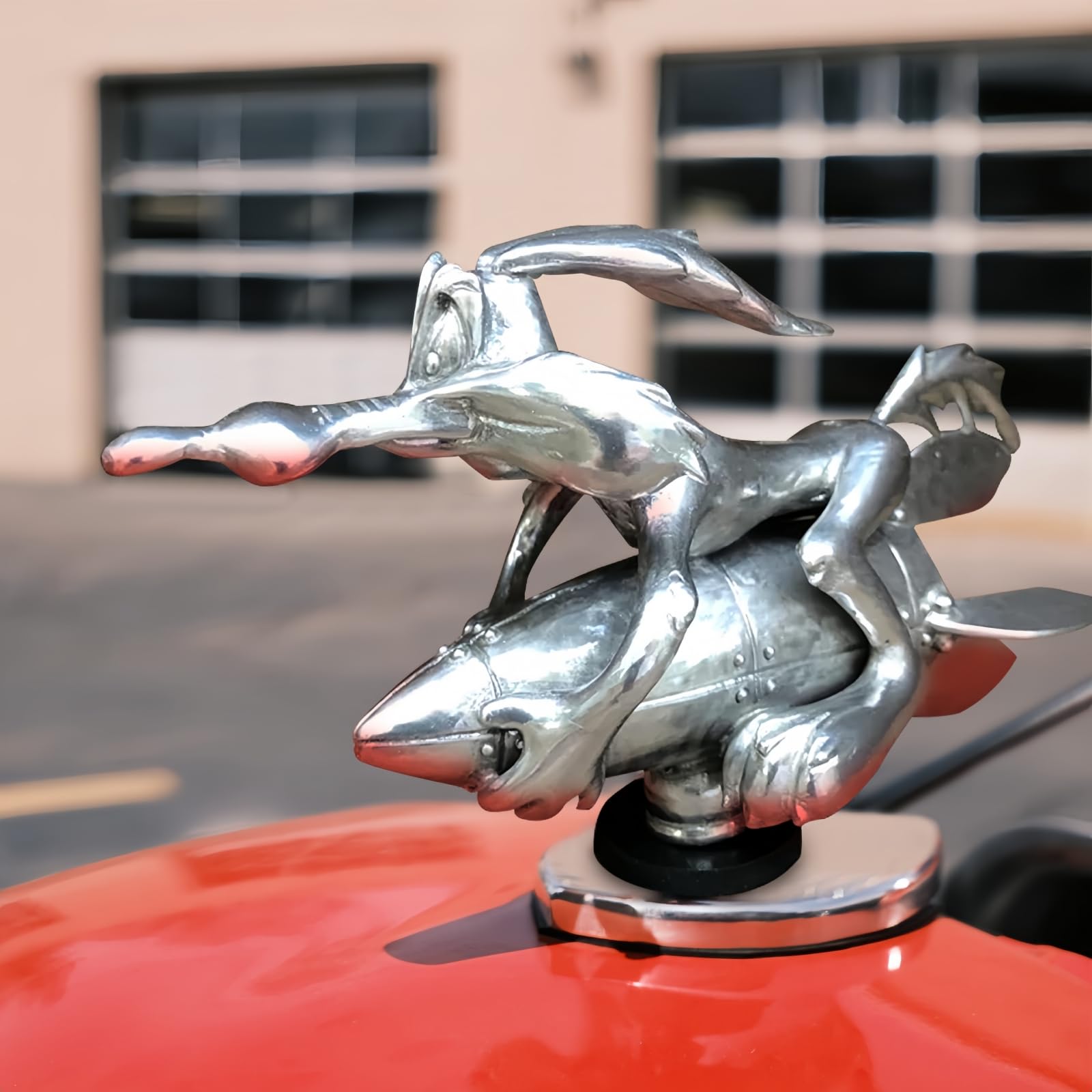 BEMKWG Coyote Trucks Hood Ornament Cartoon Vintage Car Ornaments Inspired by The Classic Animation Metal Rocket Hood Decoration 