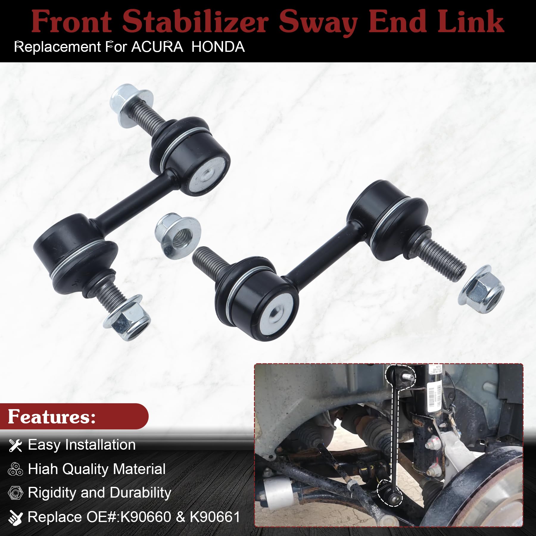 Stiueoav K90660 K90661 Sway Bar Link - Front Stabilizer End Link Compatible With 2004-2006 Tl?2003-2007 Accord