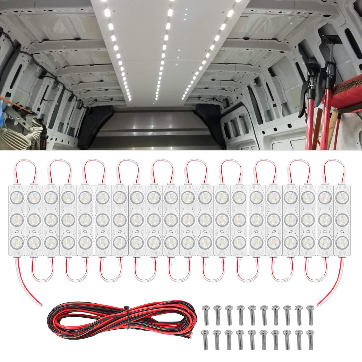 Nilight 60Leds Van Interior Light Kits 12V White Led Ceiling Lighting Kit for Truck Van RV Boats Caravans Trailers Lorries Trans