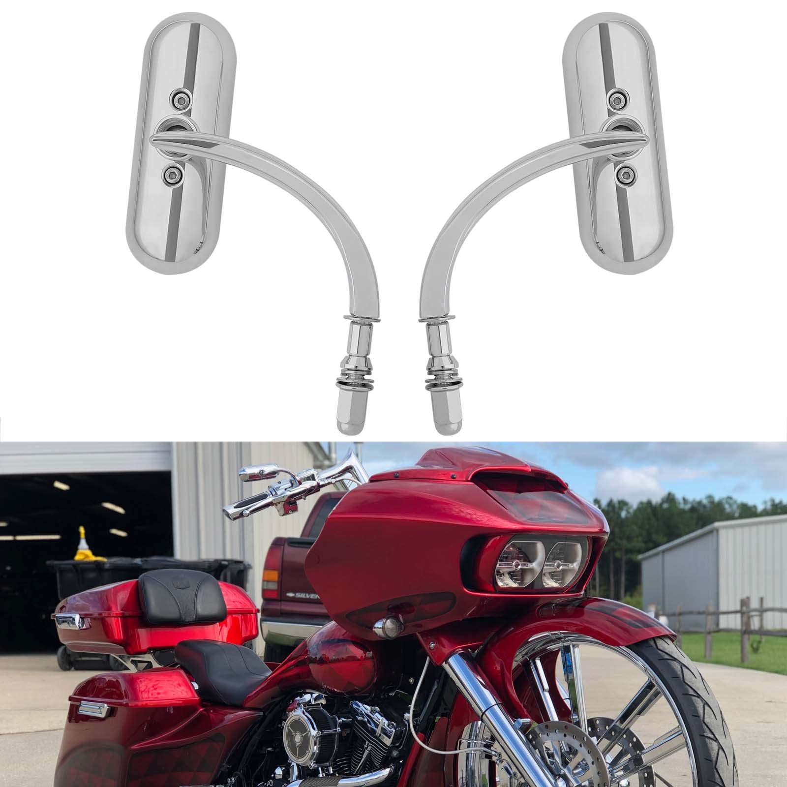Chrome Motorcycle 8Mm 10Mm Sportster Mirrors For Harley Road King Street Electra Glide Road Glide Dyna Softail Rearview 1982-201