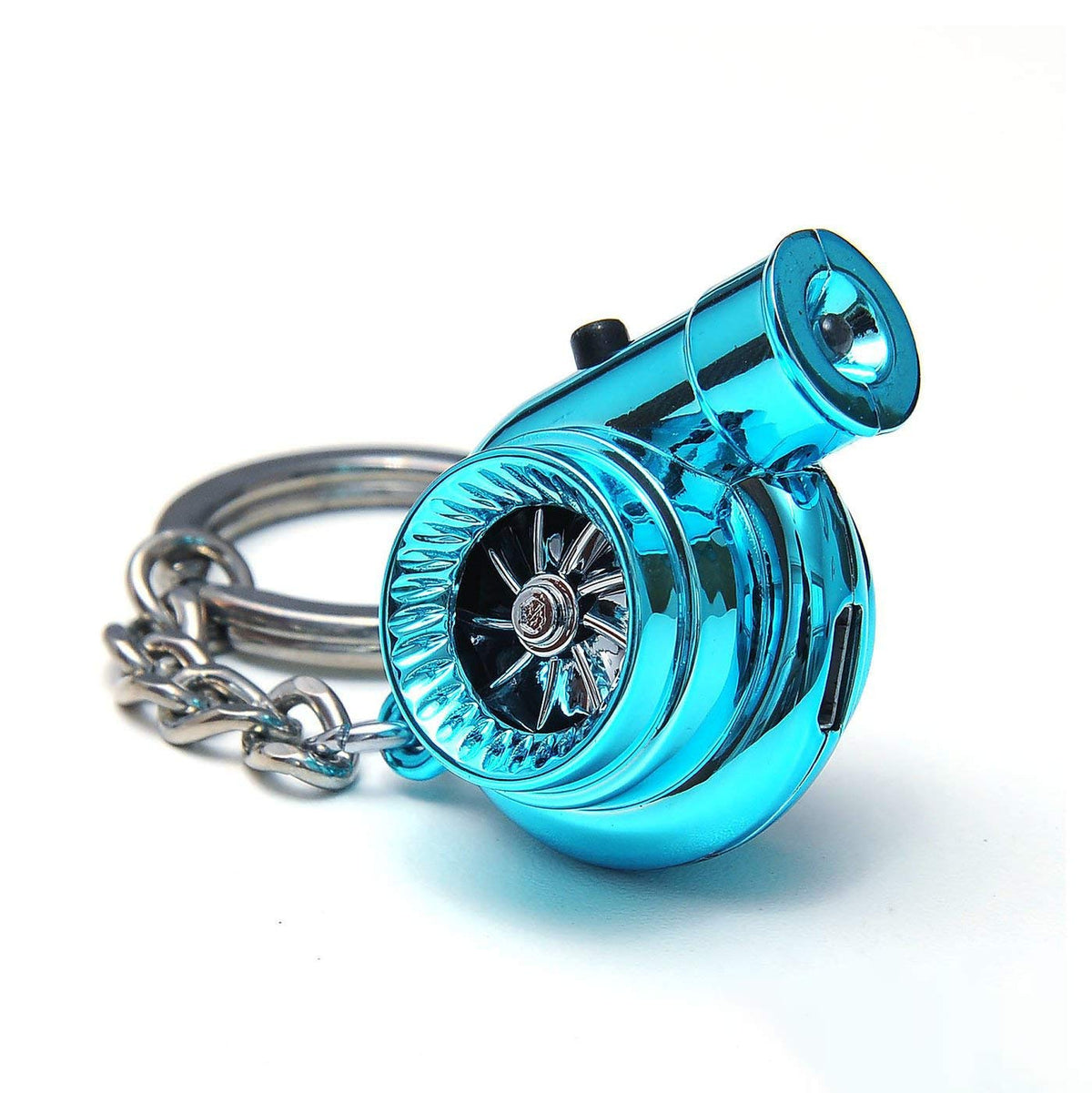 Boostnatics Rechargeable Electric Electronic Turbo Keychain with Sounds + LED! - Blue NEW Version 5 (V5)