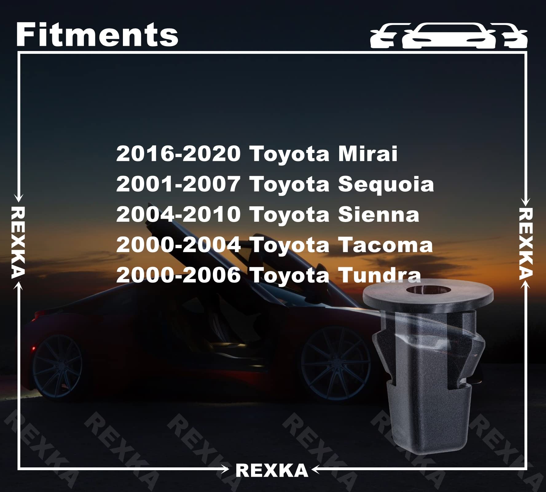 Rexka 41Pcs Fender Liner Clips Screw Grommet Retainer Compatible With Toyota 90189-06214 Tacoma Tundra - Multipurpose Auto Trim