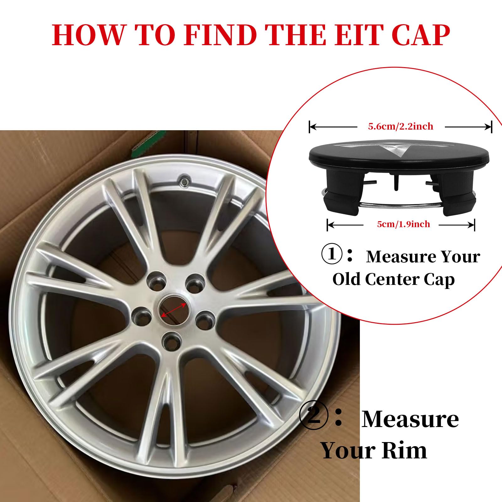 Knomix 4 Pack Exterior Decoration Wheel Center Cover for Tesla Model 3 Model Y,56mm Hubcaps Wheel Rim Cover Tesla Center Caps Hu